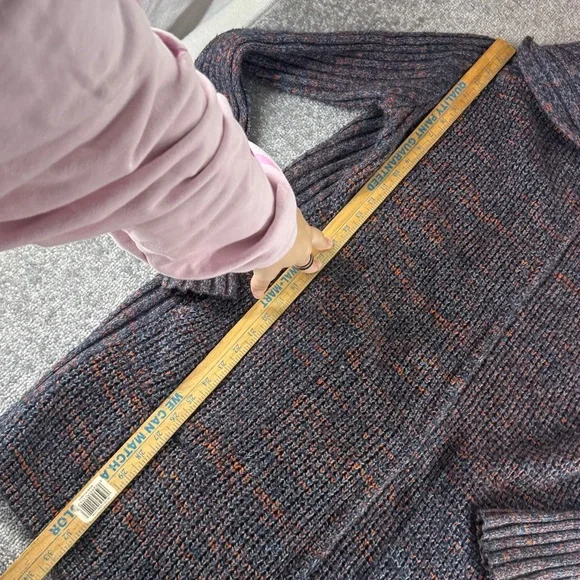 PrAna Full Zip Up Knit Sweater Cardigan Blue Rust Marled Womens L - Picture 10 of 11